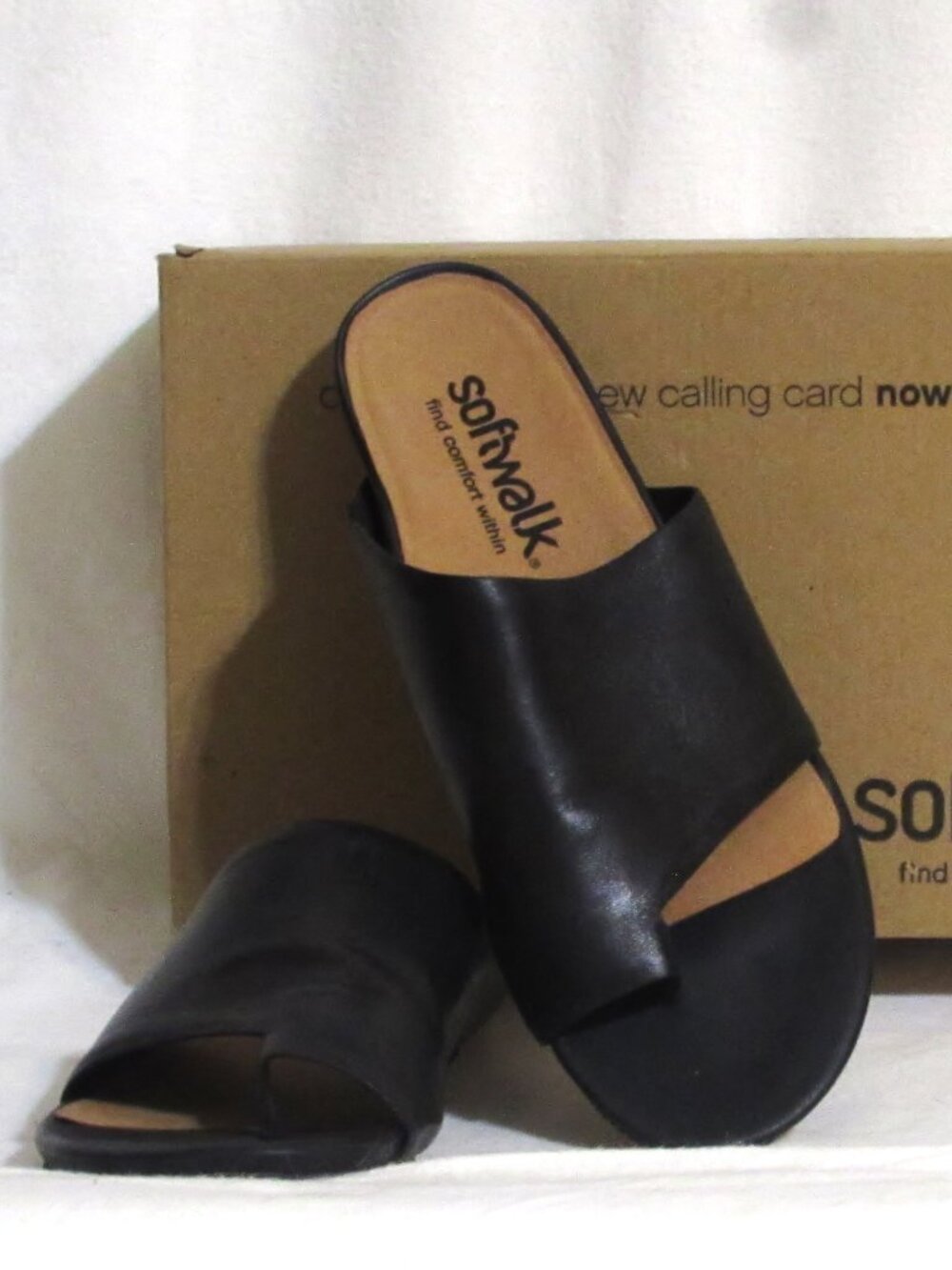 NEW Womens Ladies SOFTWALK Black Thong Sandals Flats Shoes 9 M Orig $125